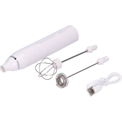Mousseur à lait 3 vitesses, mélangeur multifonction portable, machine à mousser le lait électrique, chargement USB (blanc) (1/5)
