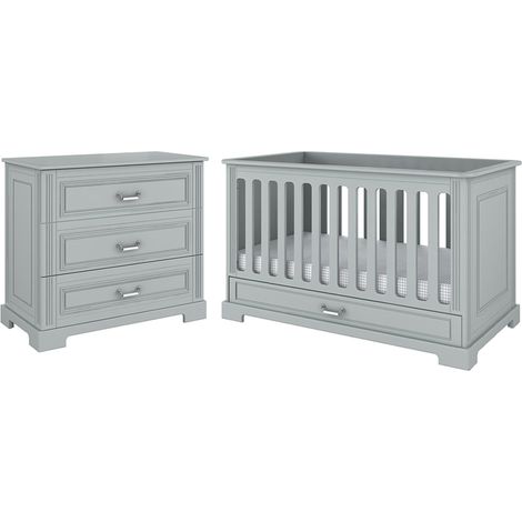 Mitwachsendes Bett 70x140 und Kommode 3 Schubladen Bellamy Ines Grau
