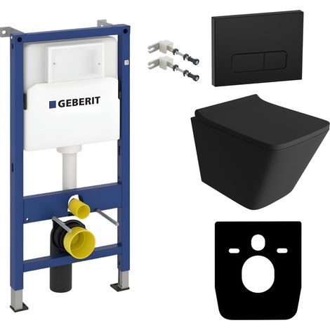 GEBERIT WC Set mit Vorwandelement, Wand-WC und Spülknopf