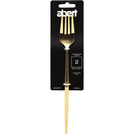 Abert set 2 pz forchetta tavola Porto gold acciaio inox 18/c PVD oro
