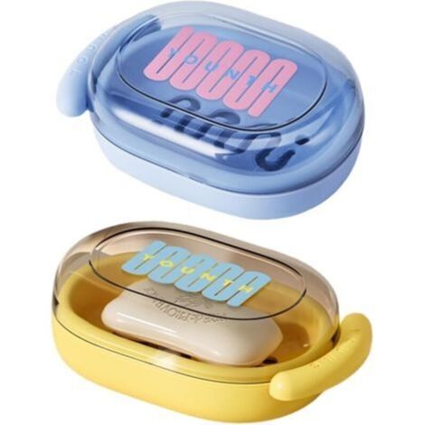 Portable Travel Soap Dish, Rectangular, Made of Polypropylene (PP) and Thermoplastic Elastomer (TPE), Waterproof Lid, 2 Pieces (1/5)