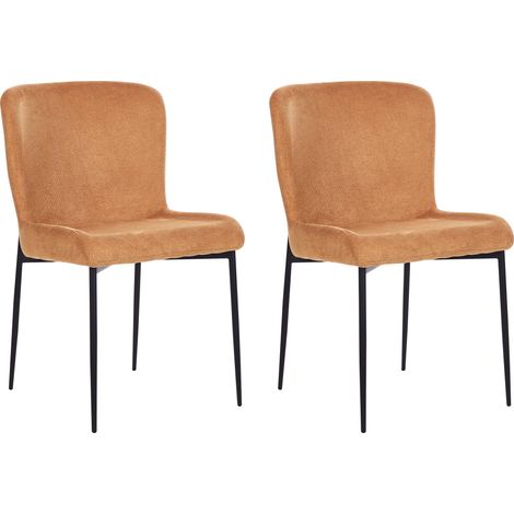Conjunto de 2 sillas naranja negro poliéster patas de metal Ada (1/5)