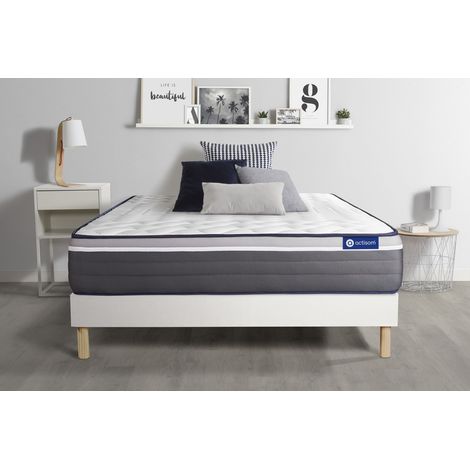 Ensemble matelas ACTILATEX PLUS 90x190 Latex+Mémoire de forme Maxi épaisseur 7zones de confort + sommier KIT blanc (1/5)