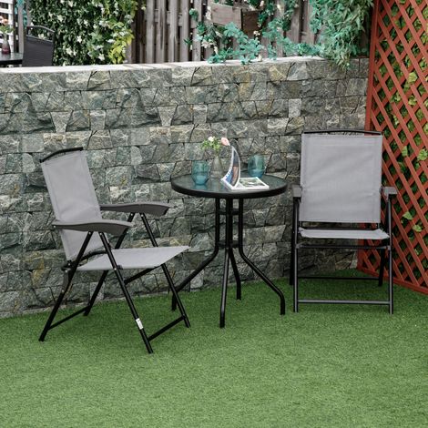 Gartentisch ∅60xH70cm, Wetterfest Balkontisch aus Metall, Esstisch mit Wasserkräuselung-Muster Outdoor Campingtisch Beistelltisch, rund Terrassentisch für Garten Balkon Schwarz