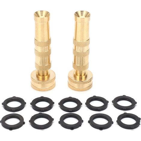2Pcs Buse d'arrosage en laiton massif réglable robuste avec 10 joints caoutchouc pour nettoyage (1/5)