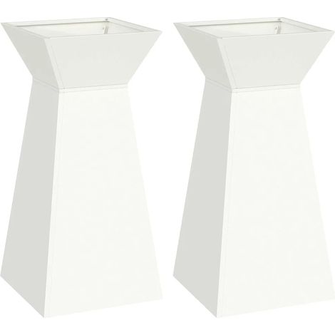 Set di 2 fioriere a colonna dal design contemporaneo da esterno 35 x 35 x 73 cm in materiale bianco 020052399