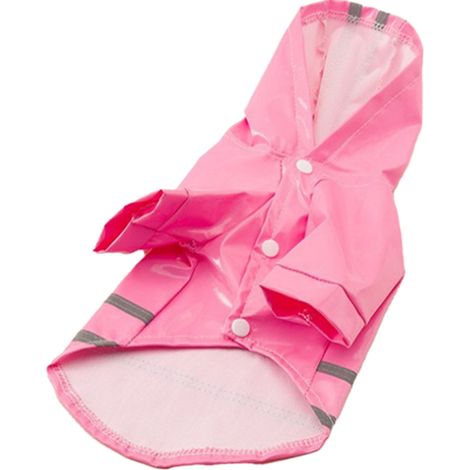 Manteau imperméable en cuir PU pour petit chien, bandes réfléchissantes, vêtements de pluie à capuche, vêtements imperméables pour animaux de compagnie, rose L (1/5)