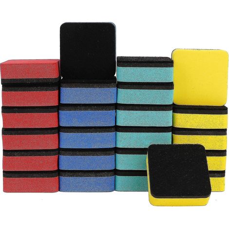 Lot de 24 gommes effaçables à sec blanches pour tableau blanc, nettoyants craie, chiffons magnétiques 5cm pour salle de classe, bureau, accessoires école, kit d'entretien tableau (1/5)