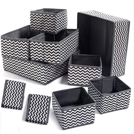 10Pcs Non-Woven Textile Open Storage Boxes, Cloth Drawer, Foldable Storage Cube Chest for Bras, Socks, Underwear (1/5)