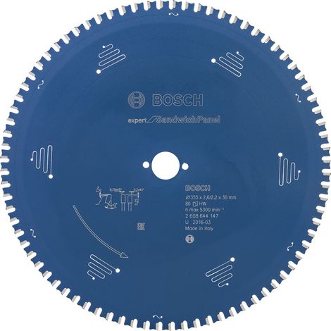 Bosch – Lame de scie circulaire 355 x 30 x 2.2 mm 2608644147 – 80 dents pour panneaux sandwich – Coupe nette dans tôle d'acier
