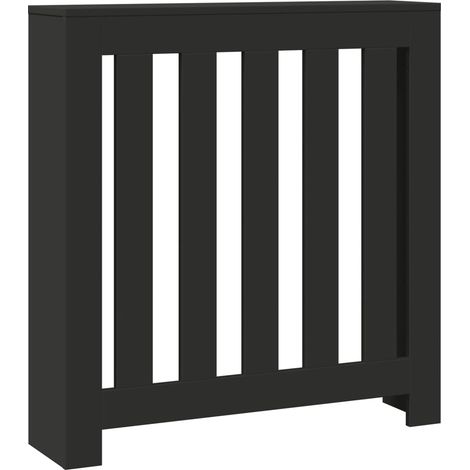 Cache-radiateur noir 78x20x82 cm bois d'ingénierie