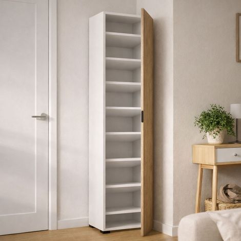 Dmora - Armario multiusos con 1 puerta Fiordaliso, Mueble multiusos con 1 puerta, Zapatero con estantes, 100% Made in Italy, 50x30h182 cm, Roble