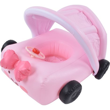 Bouée de natation pour bébé en forme de voiture rose, sécurisée et épaisse, pour piscine et jeux d'eau (1/5)