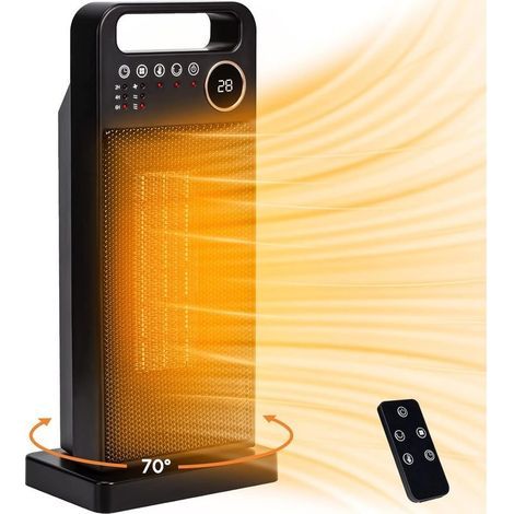 Chauffage d'appoint 2000W, ECO Radiateur Electrique Céramique, PTC Chauffage Electrique,2-12H Minuterie,70°Oscillation, Thermostat Réglable, Protection multiple, 3 Modes, Salle de Bain Maison Bureau (1/5)