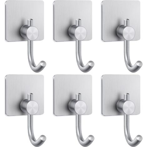 Bathroom towel hooks, stainless steel, adhesive hooks, 6-pack, silver.,It is the ideal choice for you.