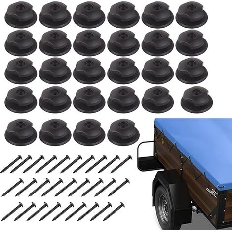 crochets et boutons de bâche ronds, en plastique dur, pour crochet bache, fixation bache, attache bache remorque, accessoire remorque, filet, véhicules, coffre et bâche (1/5)