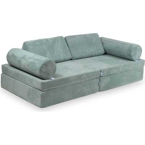 Canapé de jeu Montessori Comfort en velours côtelé, couleur menthe claire (1/5)