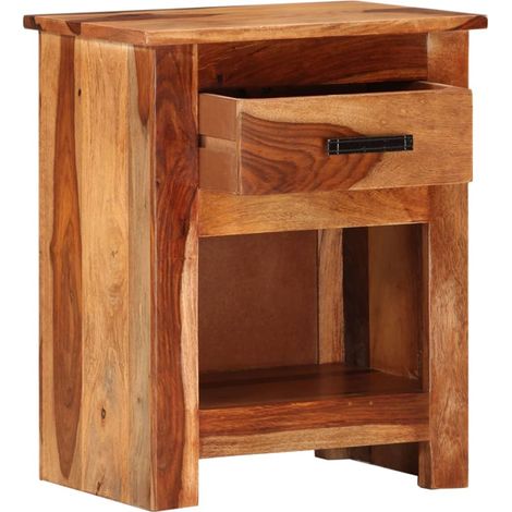 Mesita de noche de madera maciza 40x30x50 cm
