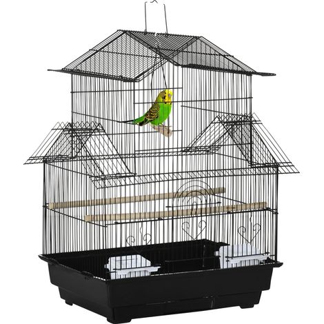 Aviario, múltiples puntos de acceso, construcción duradera, negro, 50,5 x 41 x 63 cm (1/2)