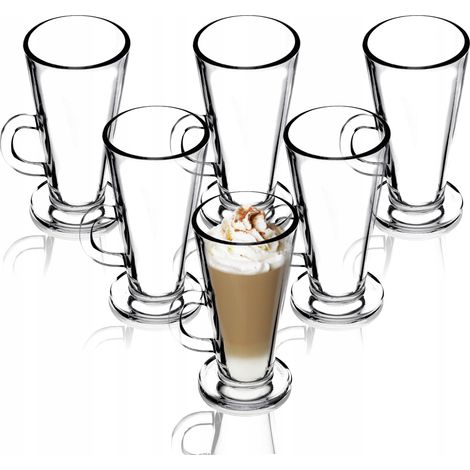 KADAX Latte Macchiato Gläser, 6er Set, 260 ml, Kaffeegläser mit Griff