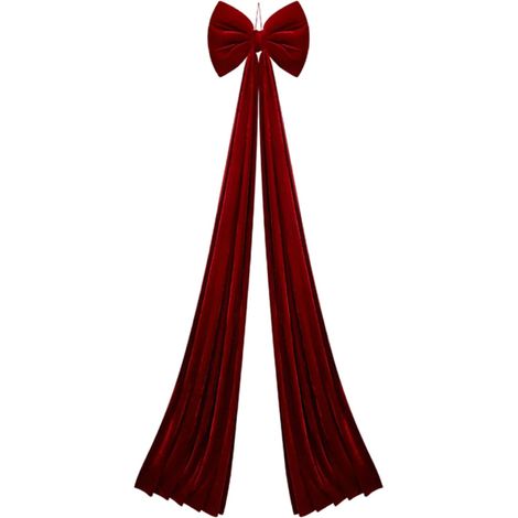 JSSEVN - Lazos decorativos para árboles de Navidad, lazo extragrande de terciopelo rojo (79 x 16 pulgadas) para decoraciones, coronas o fondos de pared. (1/5)