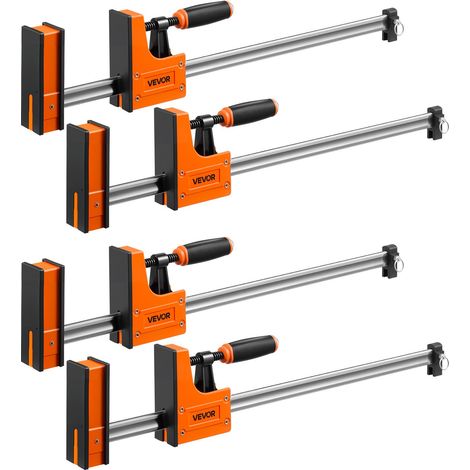 Serre-joints à Barre 4 PCS Pince en F Ouverture 60,96 cm Force 680 kg, 2 Modes Pince/Écarteur, Patins en Caoutchouc, Poignée Ergonomique, Barre en Acier au Carbone, pour Travaux du Bois et Métal (1/5)