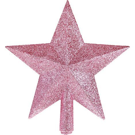 Décoration de sapin de Noël avec étoile scintillante (rose) (1/5)