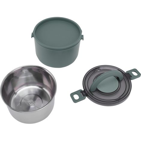 1000 ml mehrlagige, isolierte Lunchbox aus Edelstahl 304, salbeigrün, auslaufsicher, tragbar für Frauen, Angestellte, Studentinnen, mit luftdichtem Deckel. (1/5)
