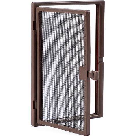 Ventana pequeña para mosquitera, ventana pequeña para manija de ventana de apertura hacia afuera, 20 x 16,5 cm, marrón (1/4)
