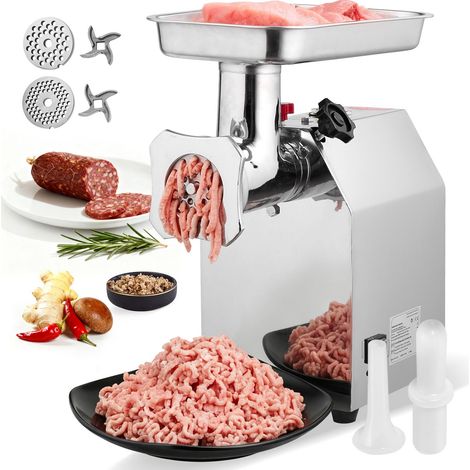 Professioneller elektrischer Fleischwolf, 4,2 kg/min, 22 Industrieausführung mit 2 Edelstahlklingen, 2 Lochscheiben, 1100 W, für Küche und Gastronomie (1/5)