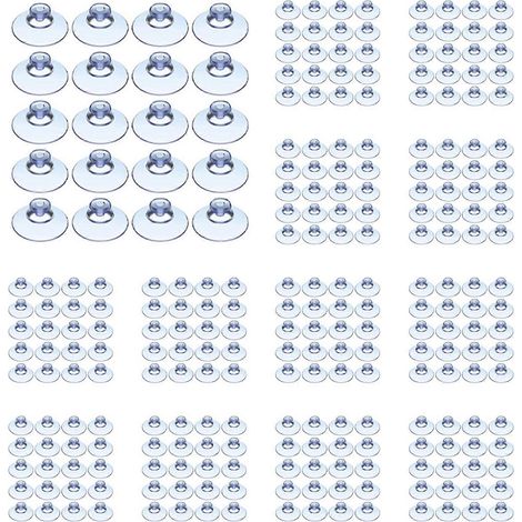 300 ventouses transparentes, ventouses en plastique, coussinets sans crochets, compatibles avec les applications extérieures, cuisine, salle de bain et fenêtres, 20 mm. (1/5)