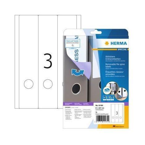 HERMA Ordneretikett 10185 lang/breit sk ablösbar ws 75 St. (1/4)