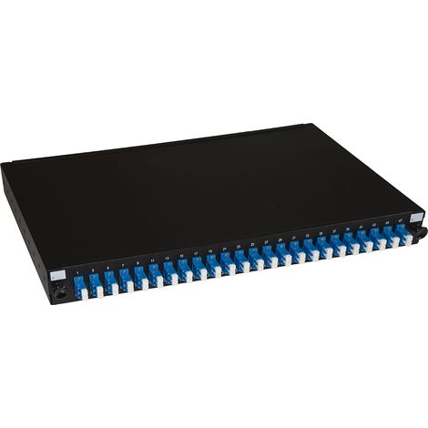 Link Pannello Fibra Ottica 19 Con 24 Adattatori Lc Duplex Singlemode Profondita 250mm Con Pigtail Installati Nero