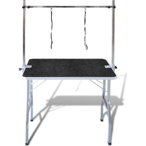 Mesa de aseo para perros con superficie antideslizante ajustable y 2 brazos de aseo 3702014