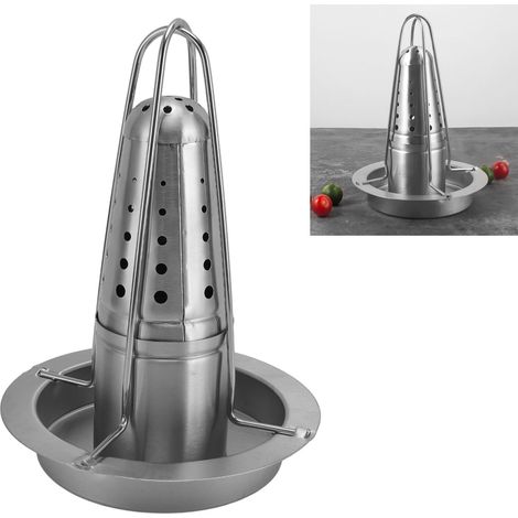 Asador vertical de acero inoxidable, 1 juego de asadores de pollo (5 piezas) Soporte portátil y extraíble para asador de parrilla (1/5)