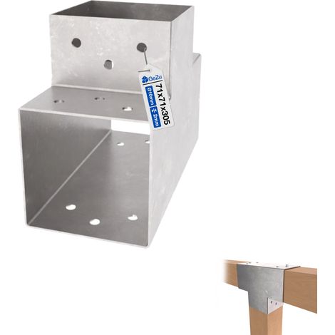 Connecteur de poteau en T 71 x 71 mm – Galvanisé à chaud – Connecteur 3D forme T métal pour charpente bois, pergola et raccord d’angle – GeZu Impex