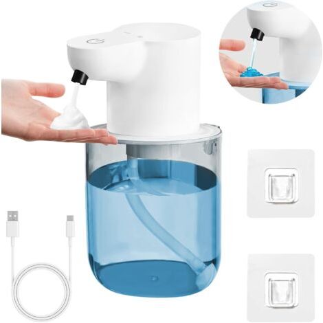 Distributeur de savon automatique - 400 ml - Montage mural électrique - Sans contact - Avec capteur - 4 vitesses - Interrupteur réglable - IPX5 - Étanche - Pour salle de bain, cuisine, bureau (1/5)