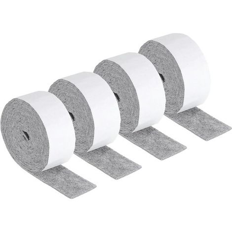 Selbstklebende Filzstreifen, 4 Rollen, 4 cm x 2 m x 0,3 cm, kratzfestes Möbelfilzband, selbstklebende Unterlage, zum Schutz von Hartholzböden (grau) (1/5)