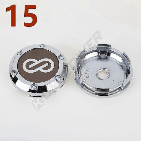 4 cache-moyeux sport Enkei avec logo, autocollant argenté et noir, diamètre extérieur 66 mm / diamètre intérieur 62 mm, 15 (1/5)