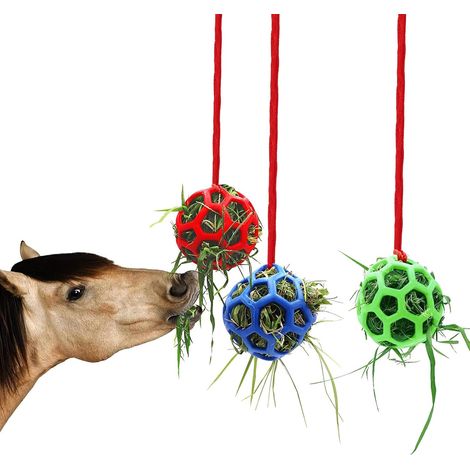 Balle à Friandises pour Cheval, 3 Pièces Mangeoire Foin Cheval Gomme Durable Suspendue Jouet Suspendre Chèvre Mouton Soulage Le Stress (1/5)