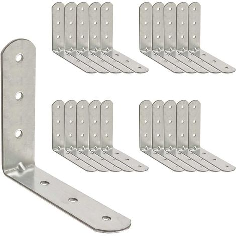 20 Équerre de fixation,Acier galvanisé 60x60x16mm,Trou pré-percé,Renfort angle 90 degrés,Mobilier et étagère (1/5)