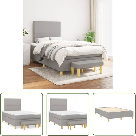The Living Store Boxspringbett mit Matratze Hellgrau 120x200 cm Stoff - Boxspringbett - Doppelbett - Bettenrahmen - Schlafraum - Wohnbereich (1/5)
