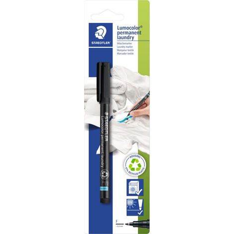 Staedtler - Lotto di 3 pennarelli per tessuti Lumocolor Laundry Permanent PTE Fine nero