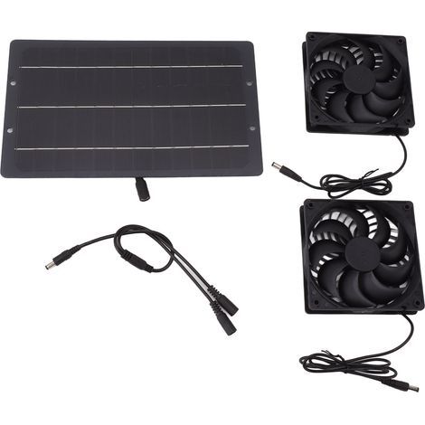 Kit de ventilateur solaire 10 W résistant aux intempéries, double extracteur d'air mural pour poulaillers, serres et abris de jardin. (1/5)