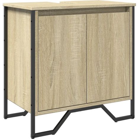 Armoire lavabo design moderne concurrentiel 60 x 35 x 60 cm gain de place en bois d'ingénierie chêne sonoma
