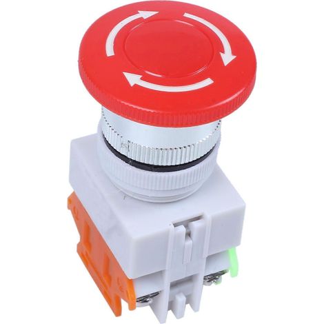 Bouton-poussoir d'arrêt d'urgence à capuchon champignon rouge, 1NO 1NC, 660 V CA, 10 A (1/4)