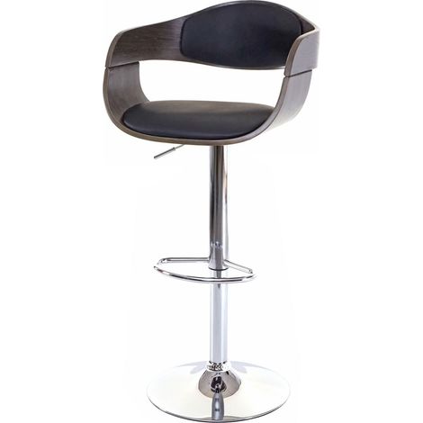 Sedia sgabello HHG-048 design elegante legno, colore grigio ecopelle nero
