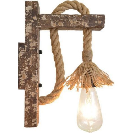 Lampes et lanternes art du bois appliques murales rtro en corde de chanvre pour restaurant sans ampoules (1/3)