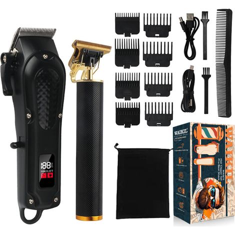 Tagliacapelli da uomo, tagliacapelli da uomo con cavo USB, rasoio elettrico con display a LED, kit 2 in 1 tagliacapelli e barba professionale per uomini calvi