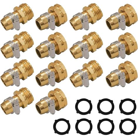 Lot de 6 raccords de réparation de tuyau d'arrosage avec pinces, convient pour raccord de tuyau d'arrosage de 1,9 cm ou 1,5 cm